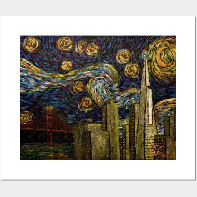 Dedication to Van Gogh (San Francisco Starry Night) Wall Art by Jack Lepper